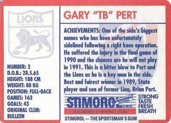1991 Scanlens Stimorol #128 Gary Pert Back
